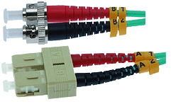 LC to ST MULTIMODE Fiber Optic 50/125 10Gig AQUA Cable